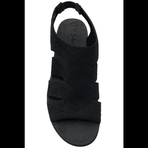 Skechers Pier-Lite Vegan Washable Wedge Sandals Memory Maker Black - Medium - Picture 3 of 3